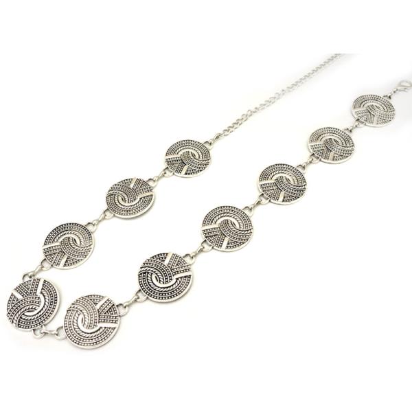 WESTERN METAL FILIGREE CIRCLE CONCHO CHAIN BELT