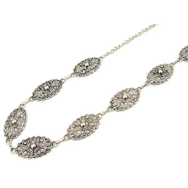 WESTERN METAL FLORAL DISC CHAIN BELT