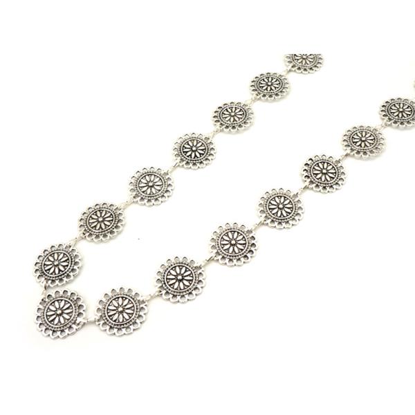 WESTERN METAL FLORAL DISC CHAIN BELT