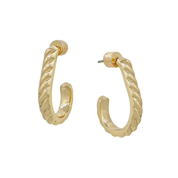 1" TEARDROP WAVE TEXTURED HOOP EARRINGS