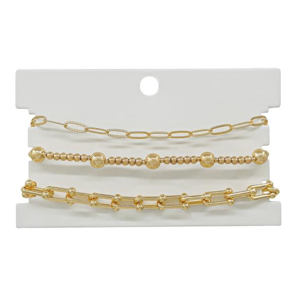 3 INDIVIDUAL SET/3&5MM CCB STRETCH THIN TIFFANY CHAIN & CLIP CHAIN BRACELET