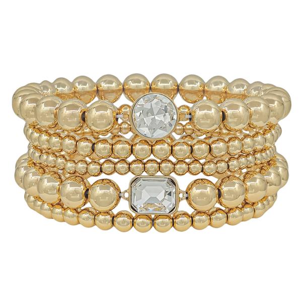 5 SET 8/5/4MM CCB CRYSTAL STONE ACCENT BRACELET