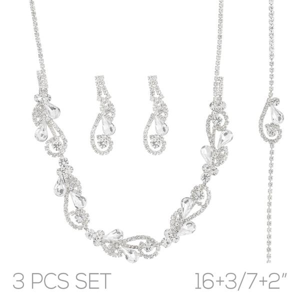 RHINESTONE BRIDAL NECKLACE EARRING BRACELET SET