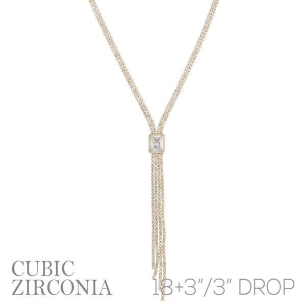 CZ RHINESTONE RADIANT LARIAT Y NECKLACE