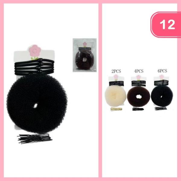 HAIR BUN MAKER HAIR TIE BOBBY PIN SET (12 UNITS)