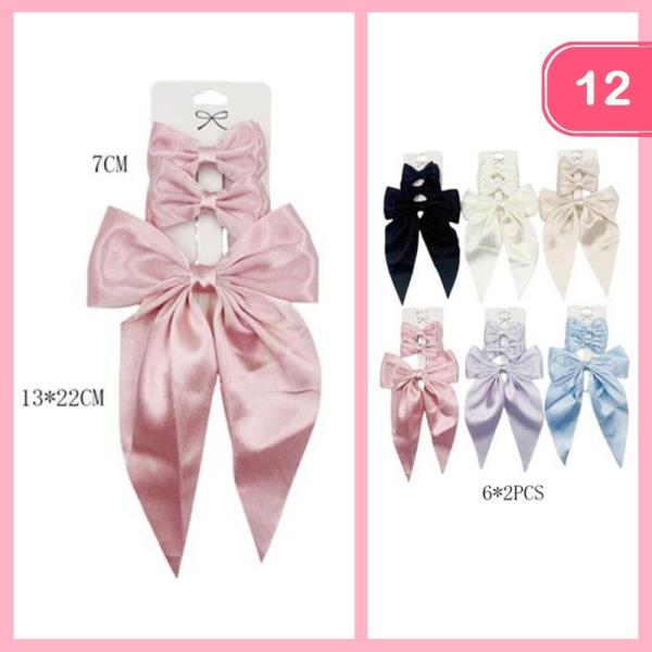 SILK LIKE HAIR BOW SETS (12 UNITS)