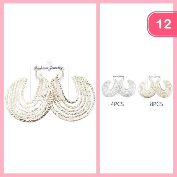 METAL LAYERED HOOP EARRINGS (12 UNITS)