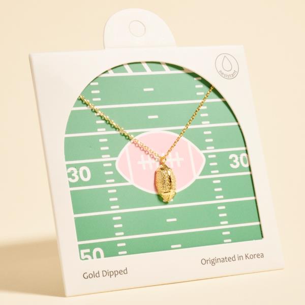 FOOTBALL SHAPED GOLD-DIPPED PENDANT SHORT NECKLACE