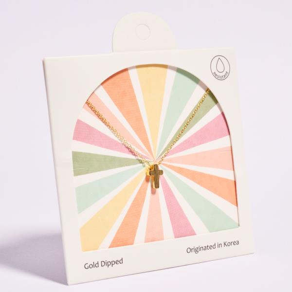 CROSS SHAPED GOLD-DIPPED PENDANT SHORT NECKLACE