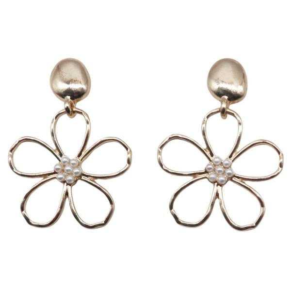 METAL OPEN FLORAL DROP EARRING
