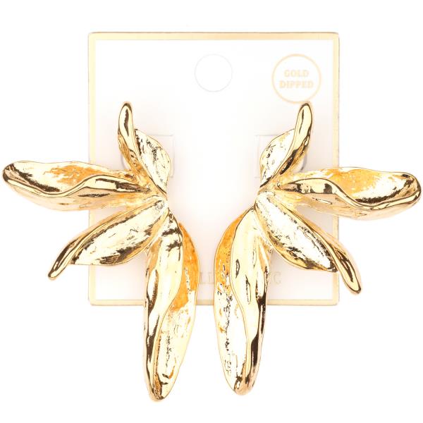 METAL GOLD DIPPED FLOWER STUD EARRING