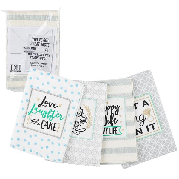 4PC DII WEDDING THEMED DISH TOWEL