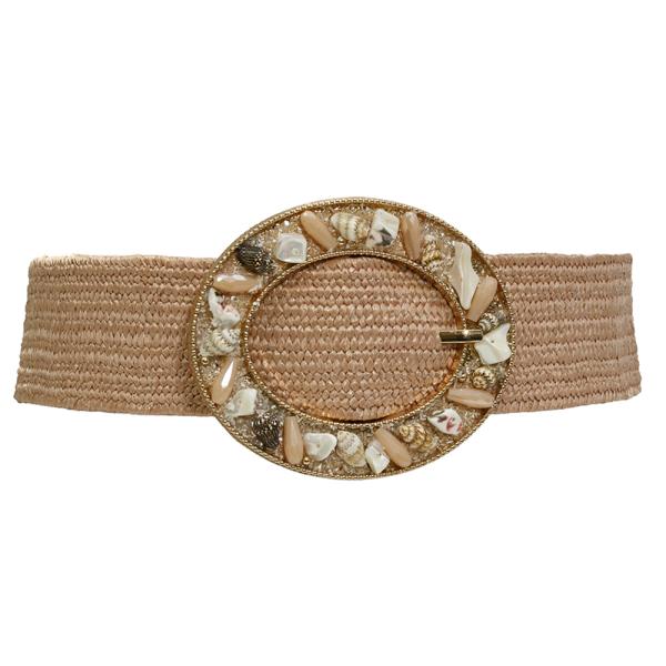 PLUS SIZE OVAL SHELL STRAW BELT