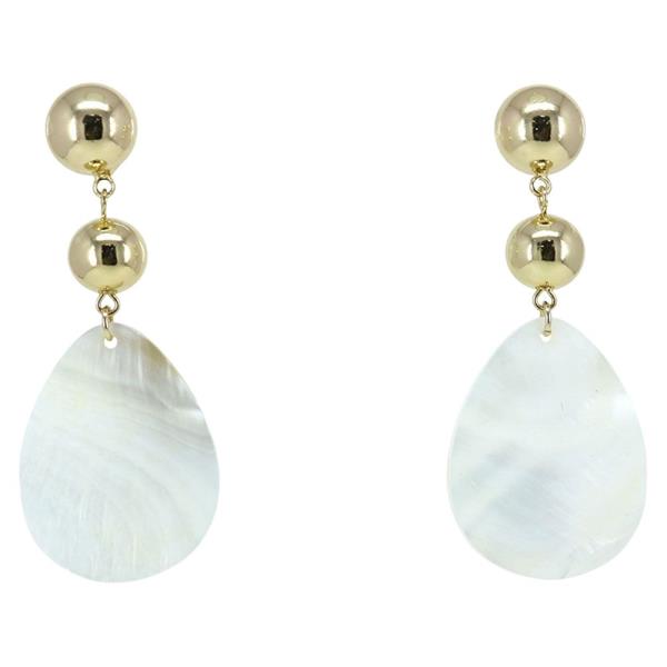 METAL BALL PEARL DROP EARRING