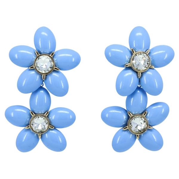 RESIN FLORAL RHINESTONE STUD EARRING