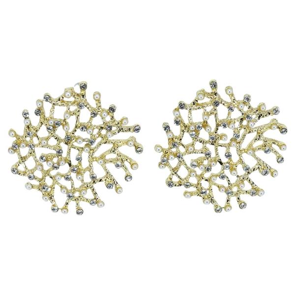 PEARL RHINESTONE CORAL STUD EARRING