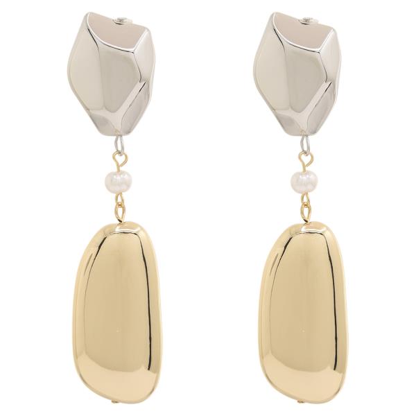 TWO TONE SHAPED DANGLE EARRING