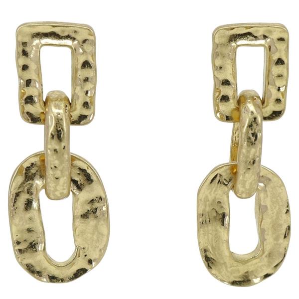 HAMMERED METAL CHUNKY LINK DROP EARRING