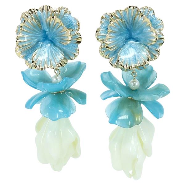 RESIN FLORAL STATEMENT DROP EARRING