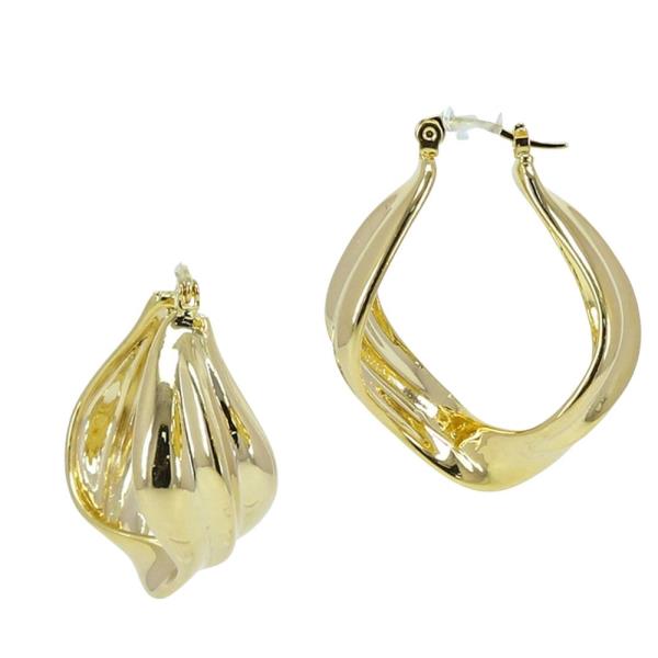 METAL PUFFY TEARDROP HOOP EARRING