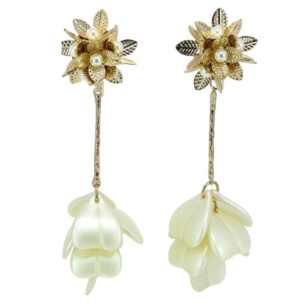FLORAL PETAL PEARL DROP EARRING