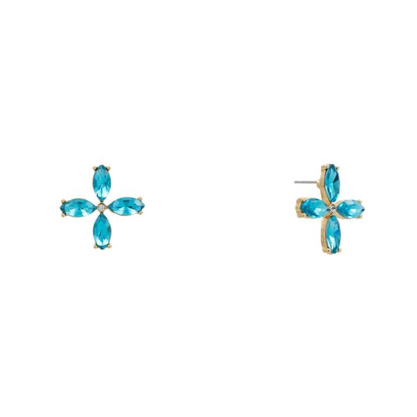 CRYSTAL STONE FLORAL STUD EARRING