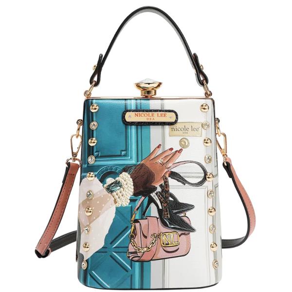 NICOLE LEE DIAMOND STONE CLUTCH BAG