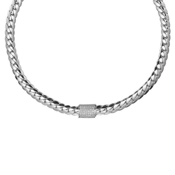 CURB LINK W/CZ MAGNET LOCK NECKLACE