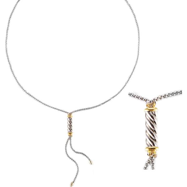 TWO TONE CABLE BAR SLIDE LOCK NECKLACE
