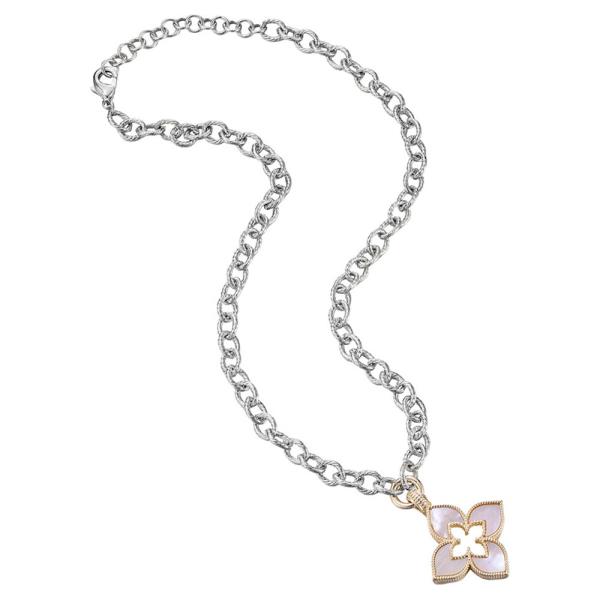 TWO TONE MOP FLOWER STATION NECKLACE