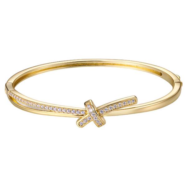 CZ PUSH LOCK BANGLE BRACELET
