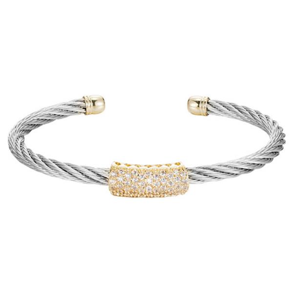 STEEL CABLE W/ GP CZ BAR BRACELET