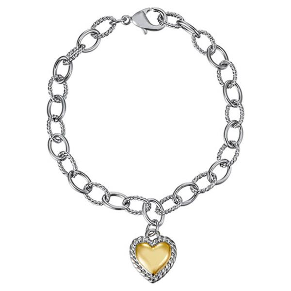 TWO TONE HEART CHARM BRACELET