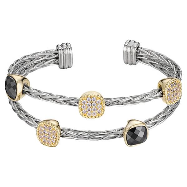 DOUBLE ROW PAVE CZ & JET CZ CUFF BRACELET