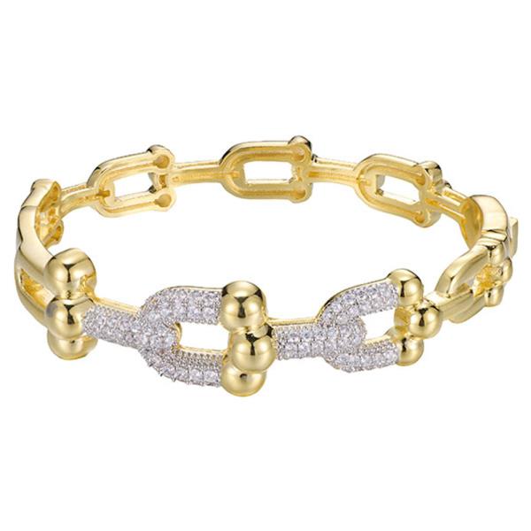 CZ PUSH LOCK BANGLE BRACELET