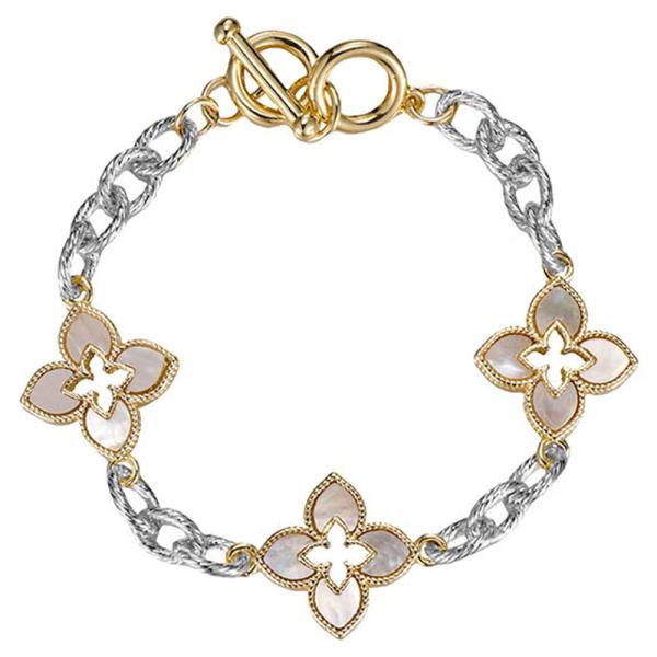 TWO TONE MOP FLOWER STATIONS BRACELET