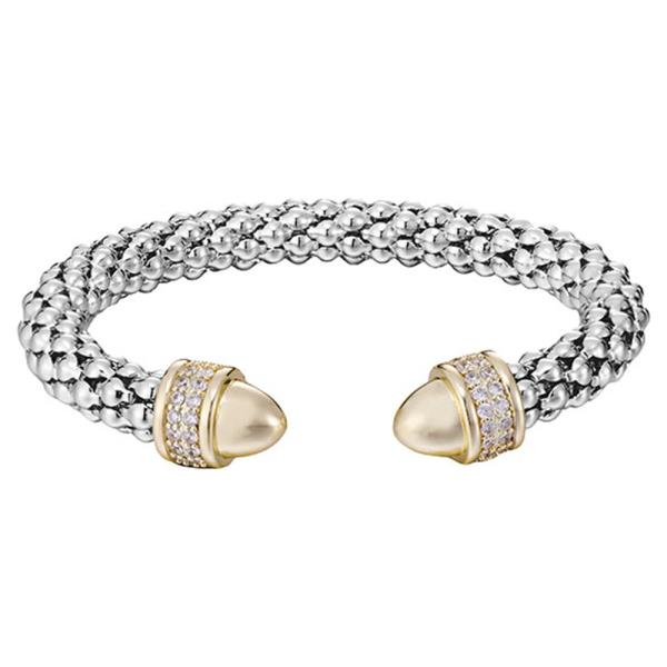 TWO TONE CZ BANGLE BRACELET