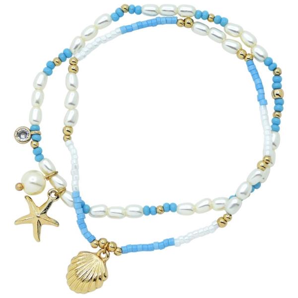 SEALIFE SHELL STARFISH PEARL MULTI STRAND BRACELET SET