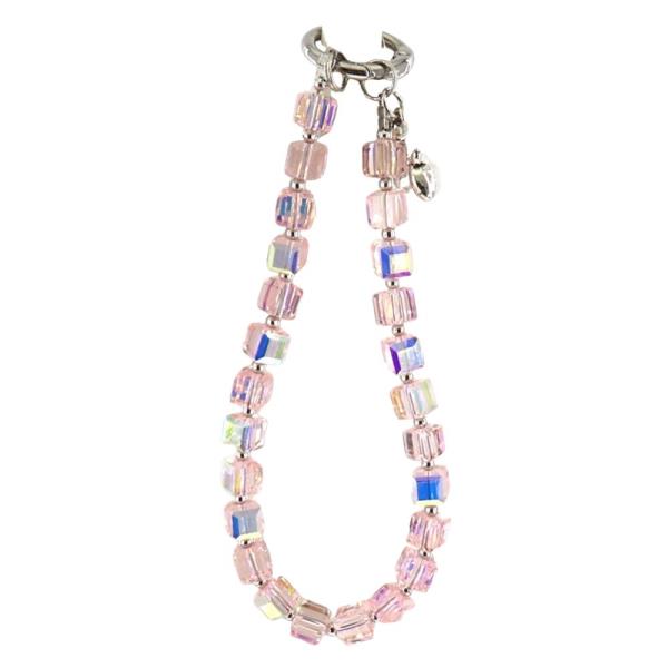 CRYSTAL STONE CUBE BEADED BAG CHARM KEYCHAIN