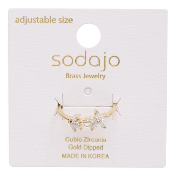 SODAJO CZ STAR LEAF GOLD DIPPED ADJUSTABLE RING