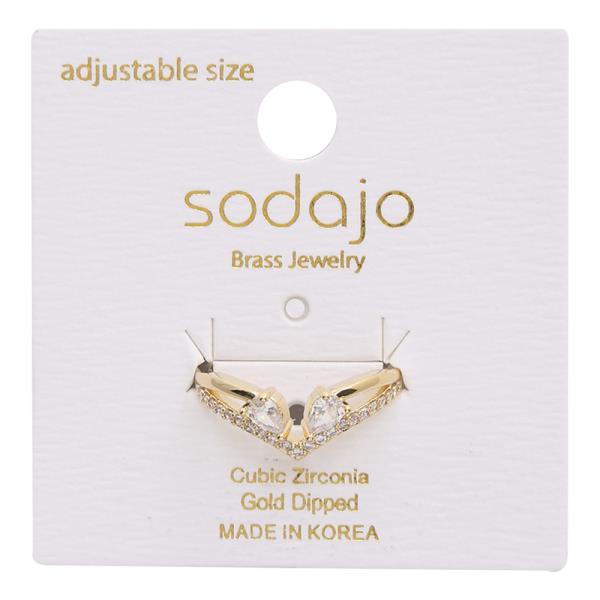 SODAJO CZ GOLD DIPPED ADJUSTABLE RING