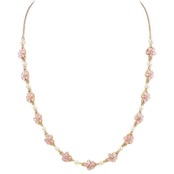 ACRYLIC FLOWER PEARL LINK NECKLACE
