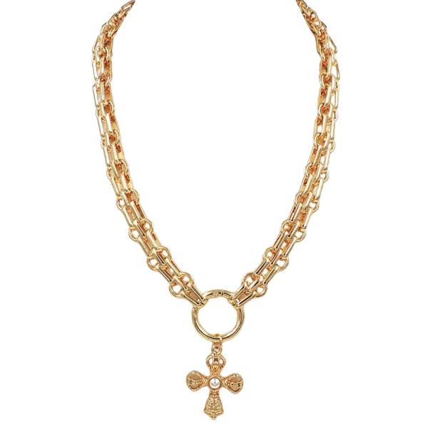CROSS PEARL PDT DOUBLE CHAIN NECKLACE