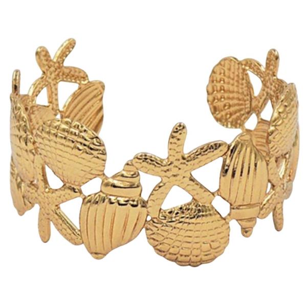 STAINLESS STEEL SHELL & STARFISH MIX CUFF BRACE