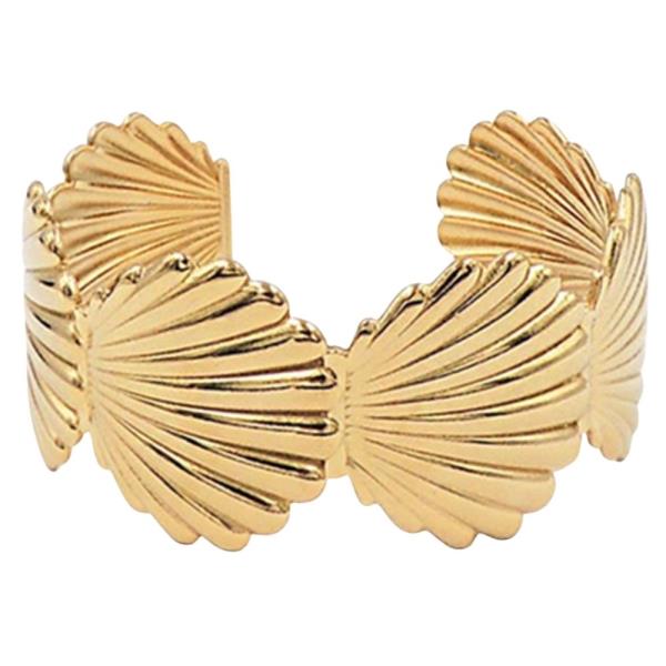STAINLESS STEEL SHELLS CUFF BRACELET