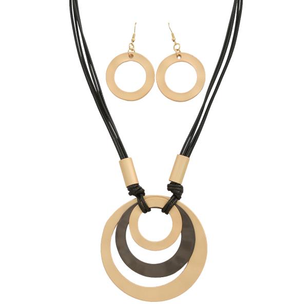 ROUND CIRCLE MULTI STRAND NECKLACE EARRING SET