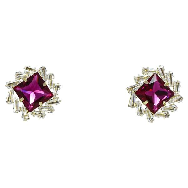 CRYSTAL STONE SQUARE RHINESTONE STUD EARRING