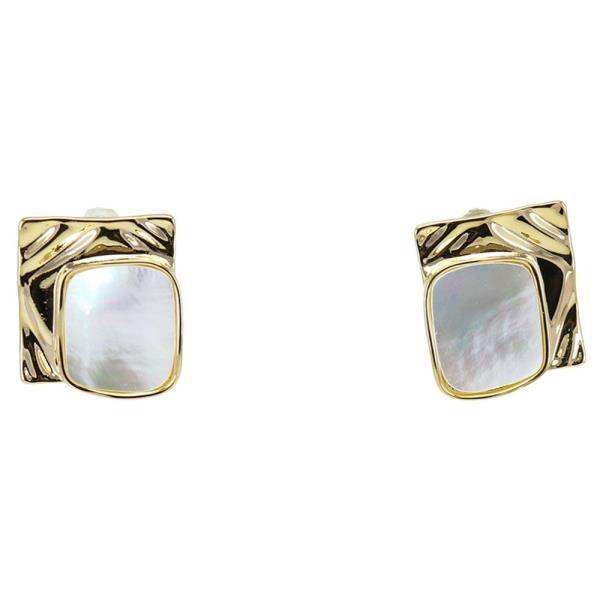 PEARL SQUARE FRAME STUD EARRING