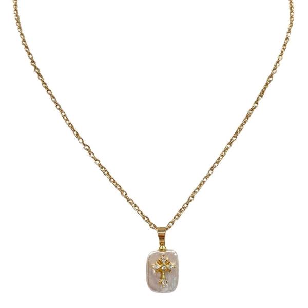 CZ CROSS CHARM NECKLACE
