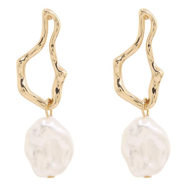PEARL DROP METAL SHAPED EARRING